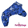 Комбинезон утепленный для собак средних пород, на кобеля, длина спины 45см, обхват груди 75см, синий/черный, полиэстер, 0071/3M-B2, FOR MY DOGS