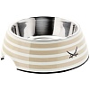 Миска для животных Хантер ЗАНЗИБАР РАНТУМ 700мл, бежевая в полоску, металл/меламин, 65858, HUNTER FEEDING BOWL SANSIBAR