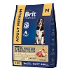 Брит Премиум ЭДАЛТ МЕДИУМ сухой корм для собак средних пород, с индейкой и телятиной,  3кг, BRIT Premium Adult Medium
