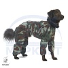 Комбинезон для собаки ДОБЕРМАН, дождевик - камуфляж, без подкладки, на кобеля, длина спины 64см, обхват груди 90см, ТУЗИК