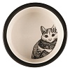Миска, для кошек, 0,3л, 12см, керамика, белый/черный, 25120, TRIXIE