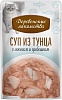 Деревенские Лакомства влажный корм для кошек, суп из тунца с лососем и гребешком, 4шт по 35г